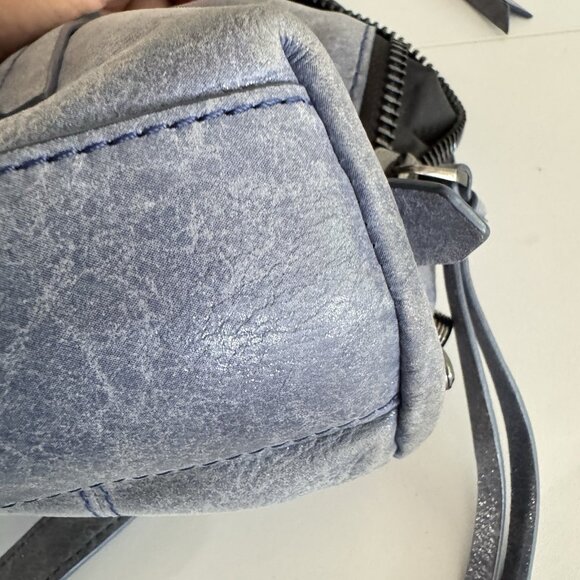 Botkier Warren Leather Backpack Blue Drawstring Zipper Straps - Picture 9 of 13